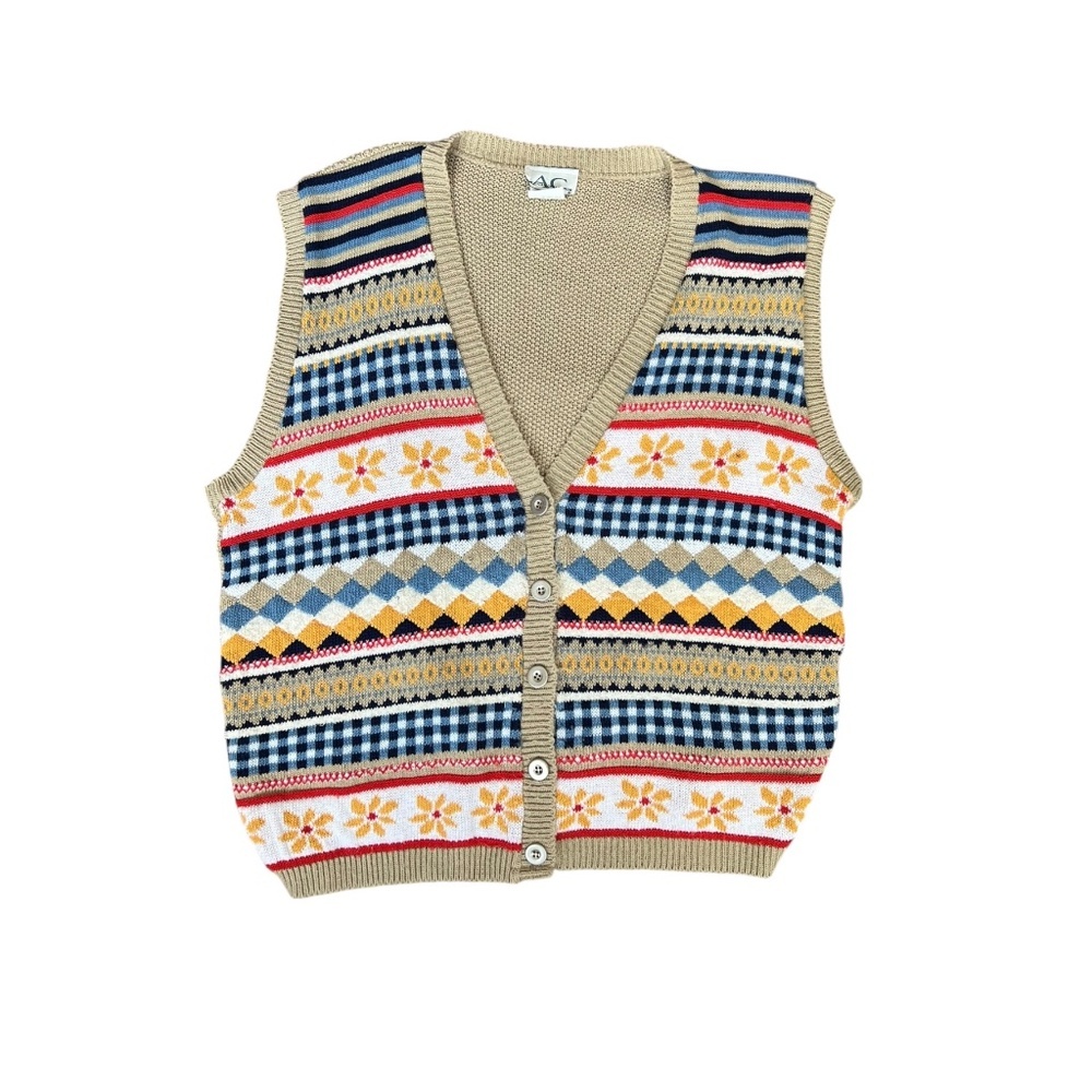 Vintage Knit Sweatervest Cottagecore Grandmacore Large